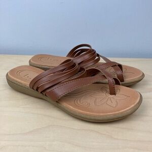 BOC Women’s Size 6.0 M Alisha Brown Faux Leather Strappy Slide Sandals